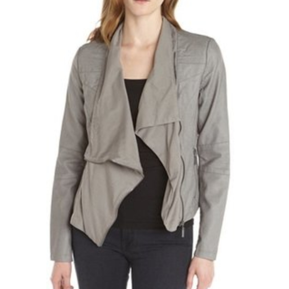 Wyatt faux leather drape collar jacket Sz S